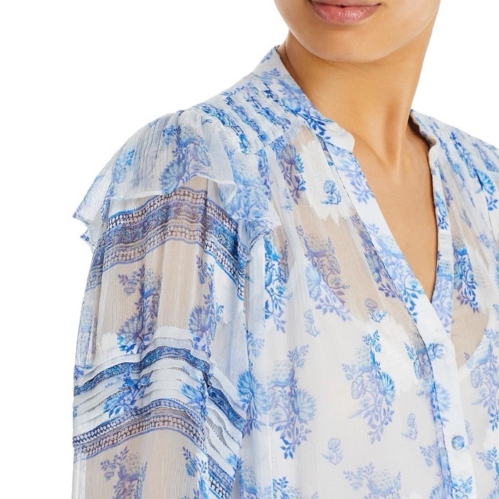 HEMANT AND NANDITA Blue/White Boho Top With Camisole Size Large $275 - Picture 9 of 16